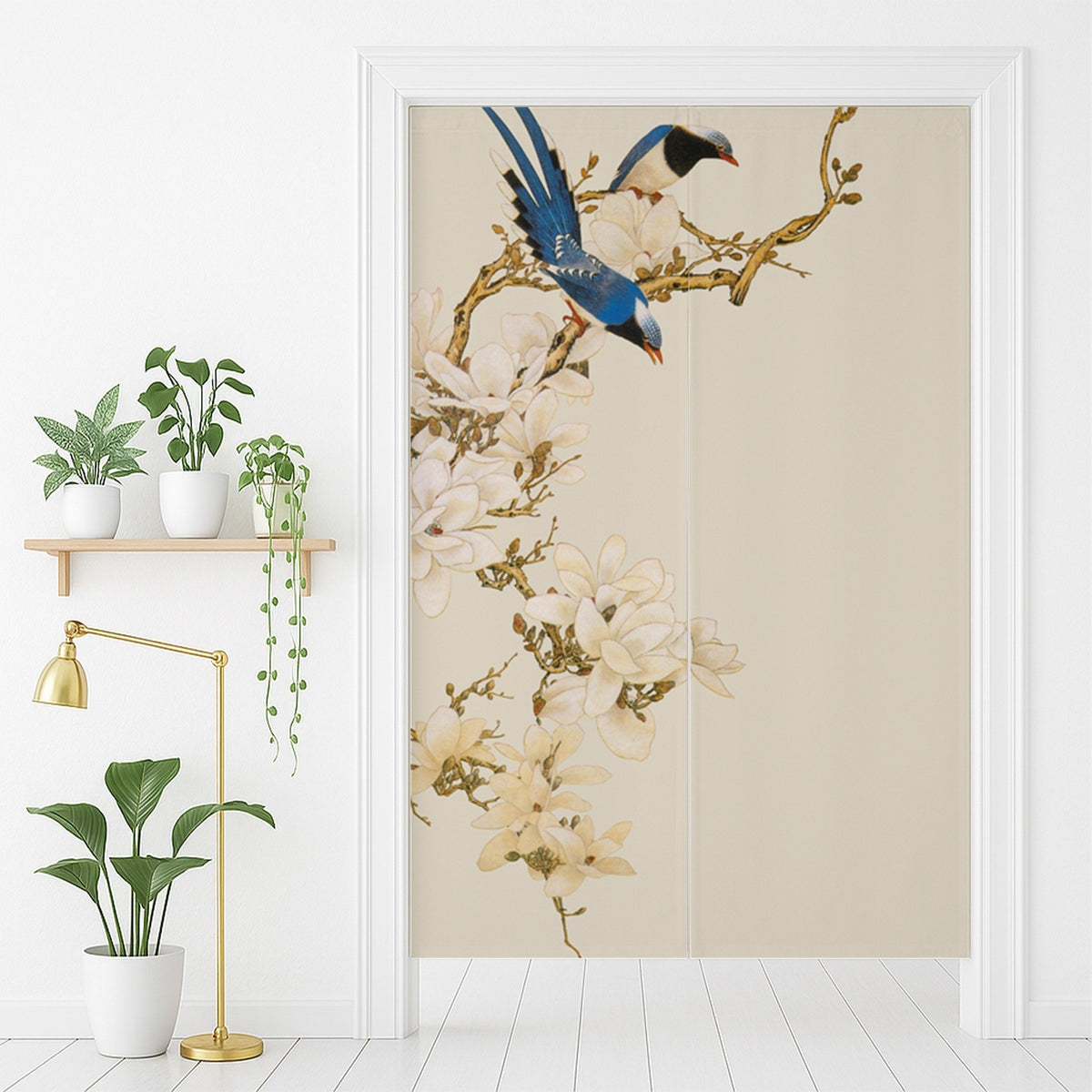 Feblilac Bird and Flowers Door Curtain