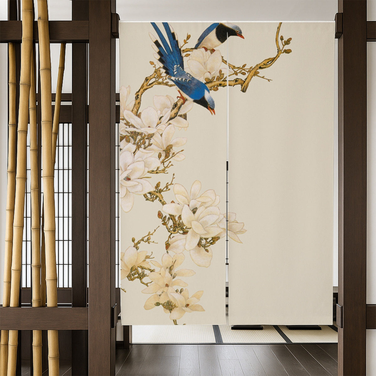 Feblilac Bird and Flowers Door Curtain