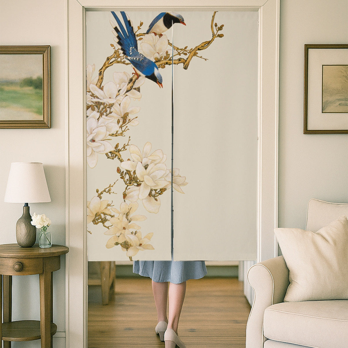 Feblilac Bird and Flowers Door Curtain
