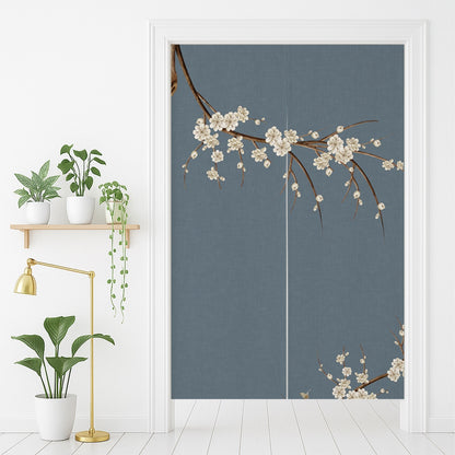 Feblilac Blue Floral Door Curtain