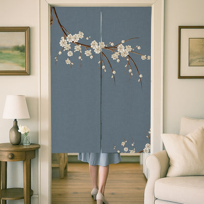 Feblilac Blue Floral Door Curtain