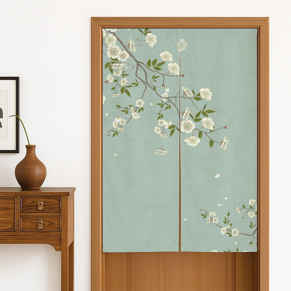 Feblilac Green Camellia Door Curtain