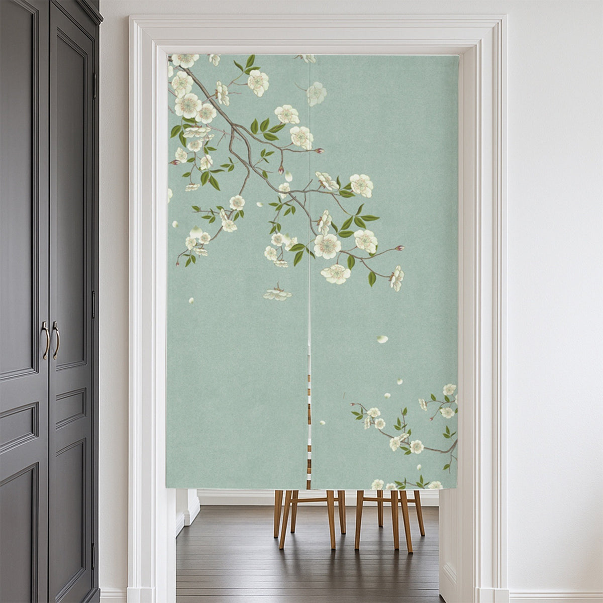 Feblilac Green Camellia Door Curtain
