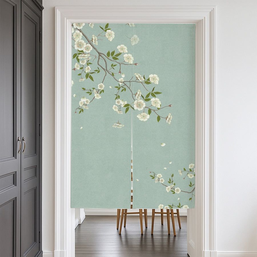 Feblilac Green Camellia Door Curtain