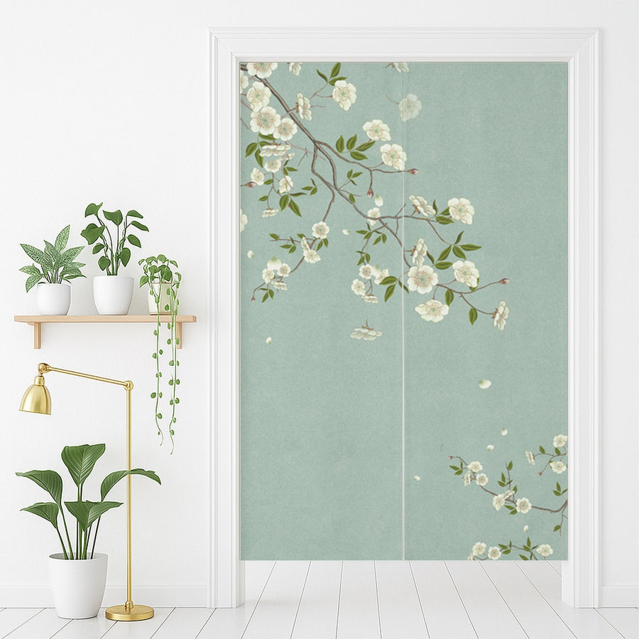 Feblilac Green Camellia Door Curtain