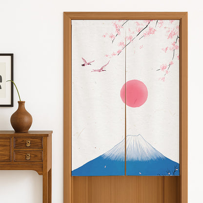 Feblilac Mount Fuji Cherry Blossom Red Sun Door Curtain