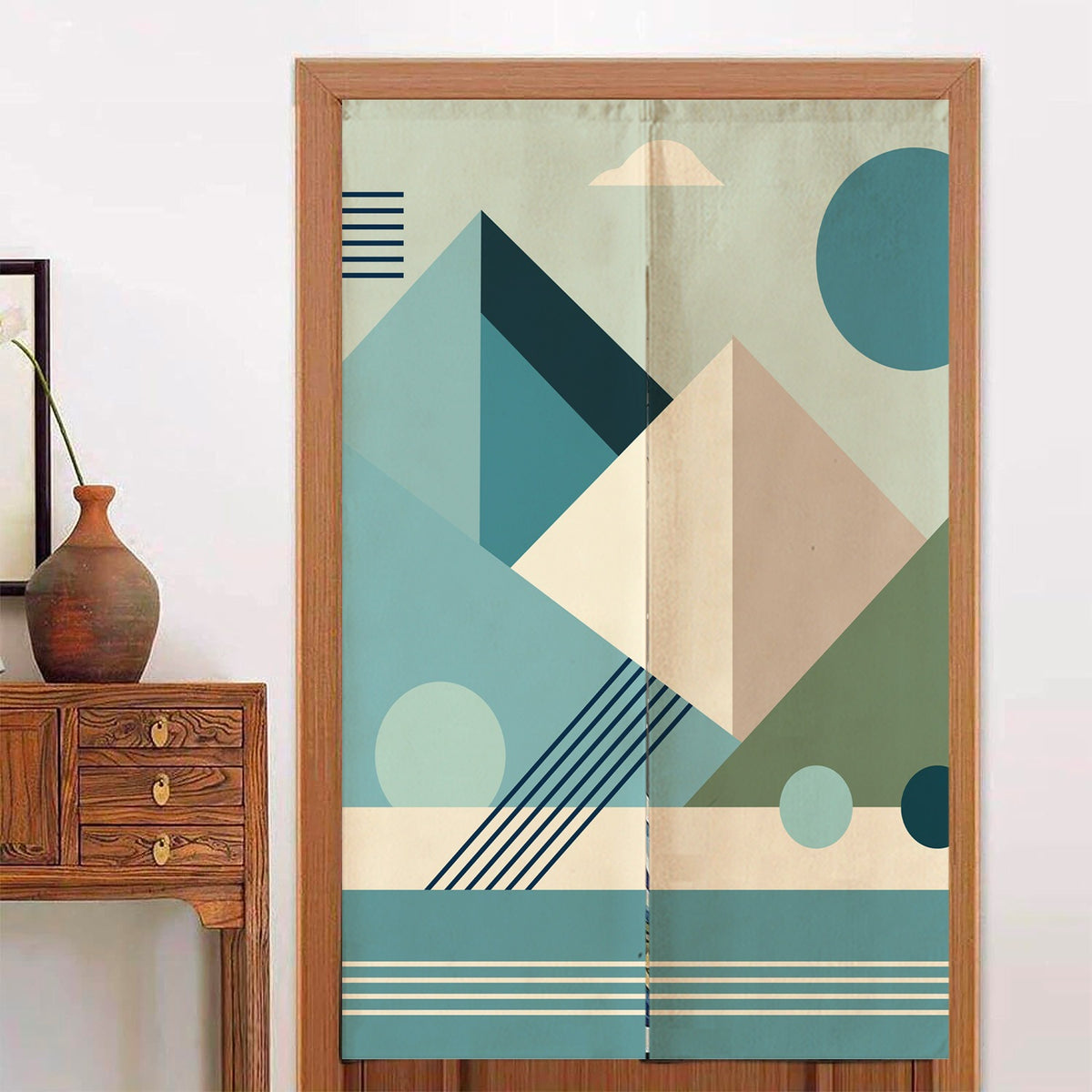 Feblilac Blue and Pink Mountains Door Curtain