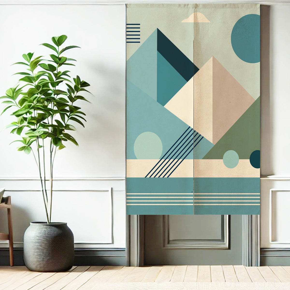 Feblilac Blue and Pink Mountains Door Curtain