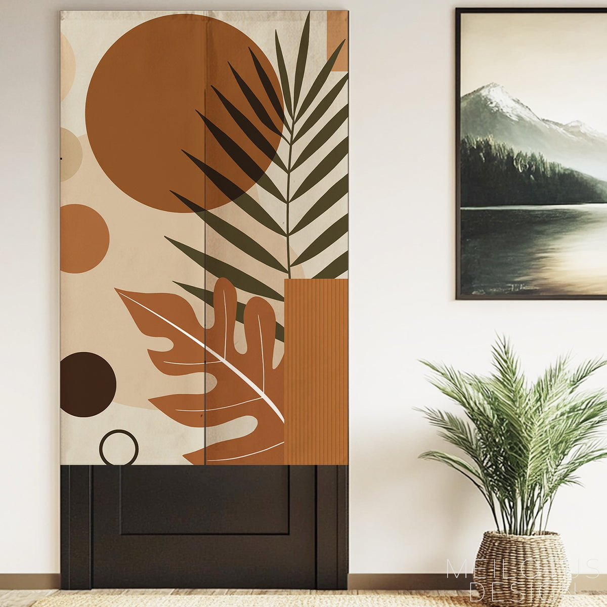 Feblilac Minimal Geometric Leaves Door Curtain