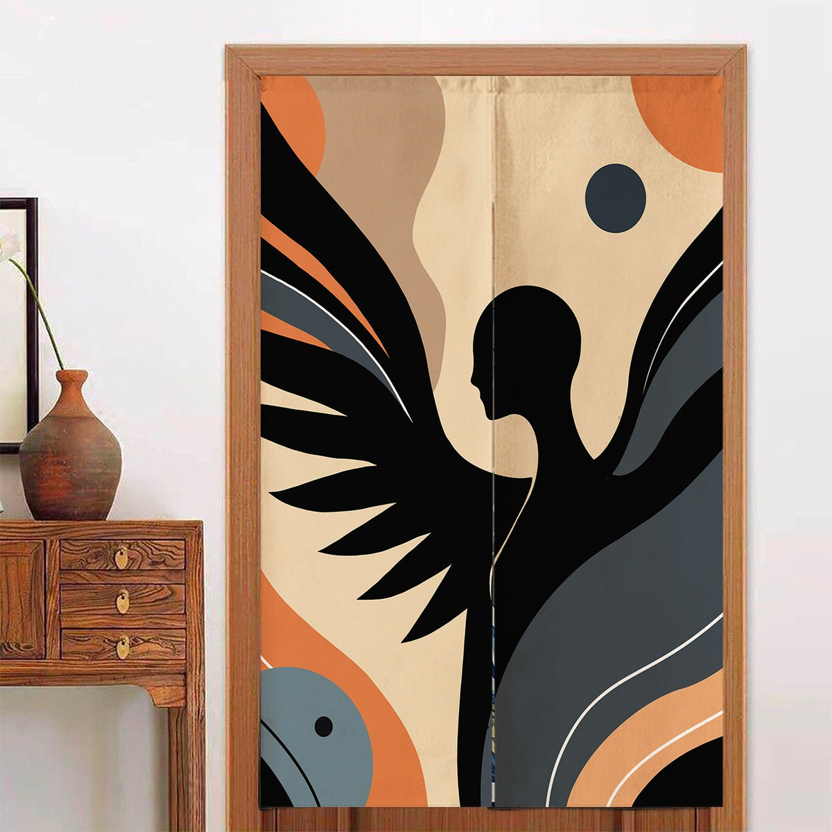 Feblilac Icarus Black Wings and Sun Door Curtain