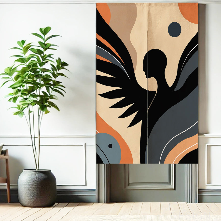 Feblilac Icarus Black Wings and Sun Door Curtain