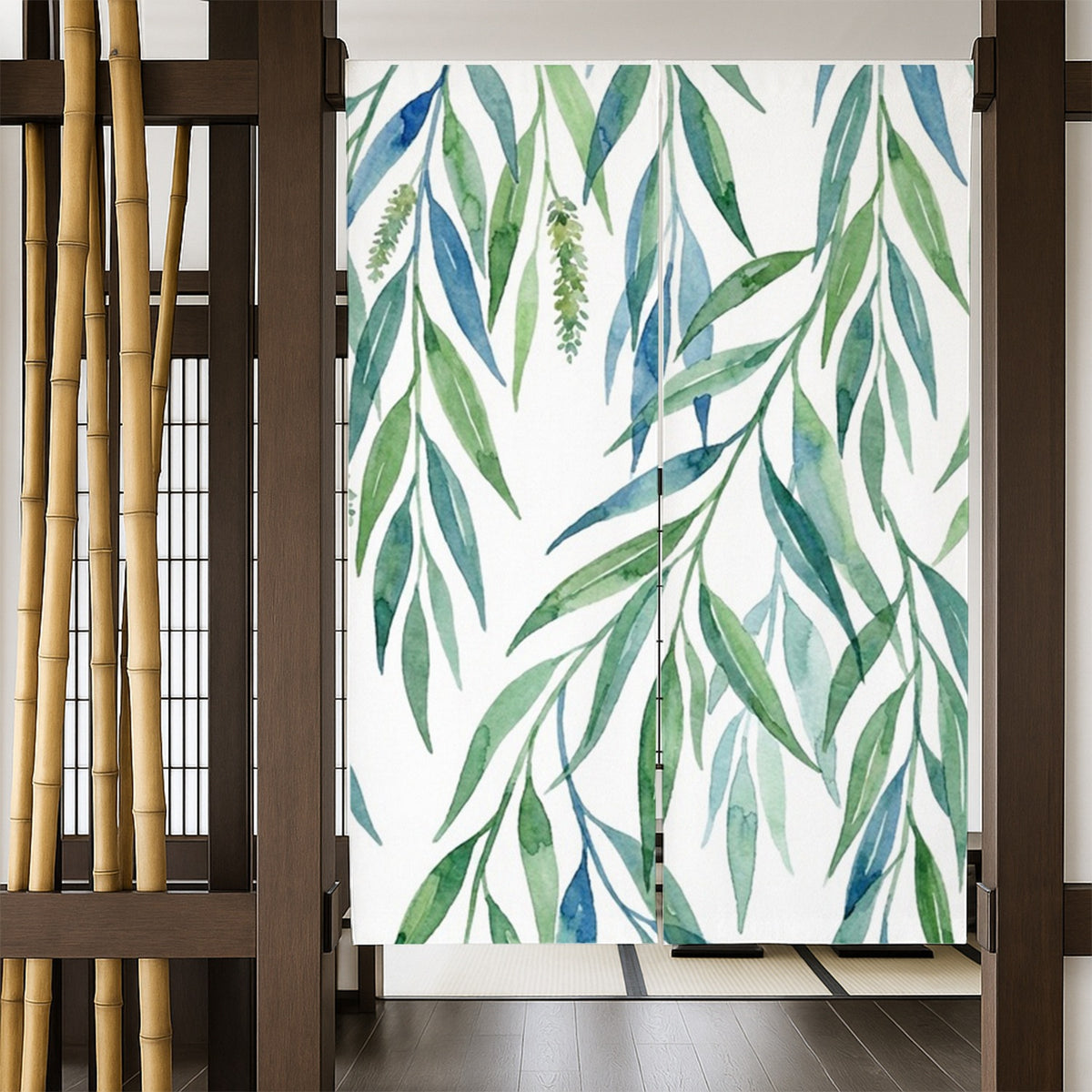 Feblilac Willow Leaves Door Curtain