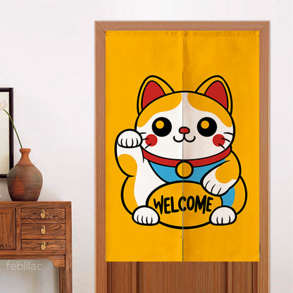 Feblilac Lucky Cat Welcome Door Curtain