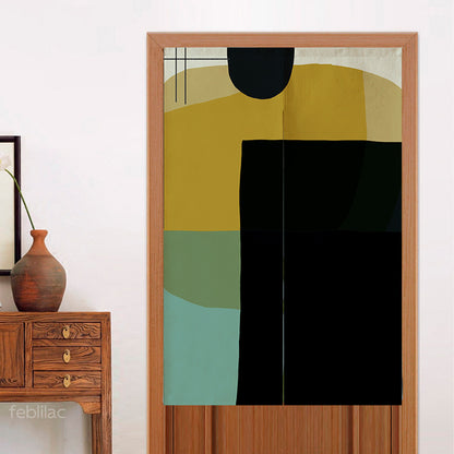 Feblilac Green Black Yellow Modern Abstract Door Curtain