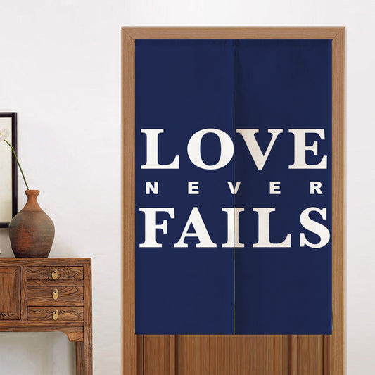 Feblilac Blue Background Love Never Falls Door Curtain