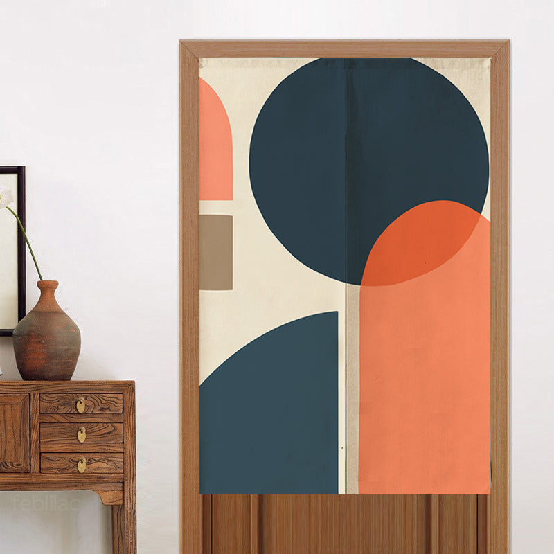 Feblilac Circular Semicircle Abstract Color Block Door Curtain