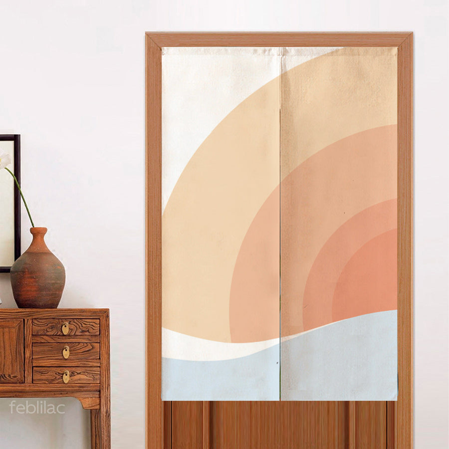Feblilac Pink Gradient Sun Rising Door Curtain