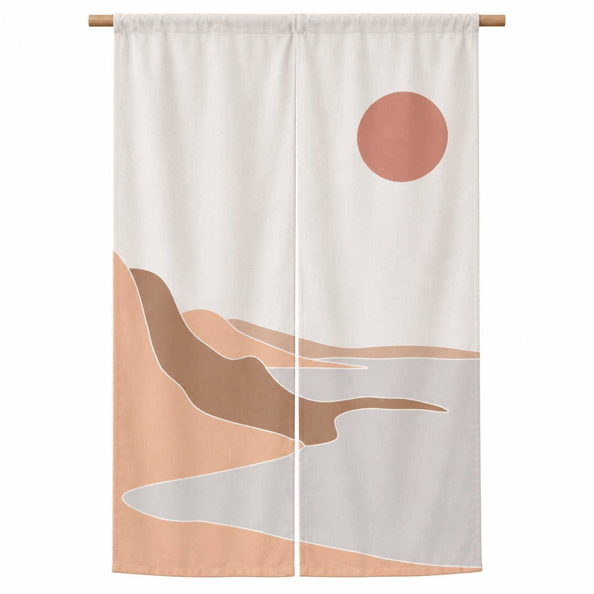 Feblilac Soft Red River door curtain hanging in a Japanese style hallway