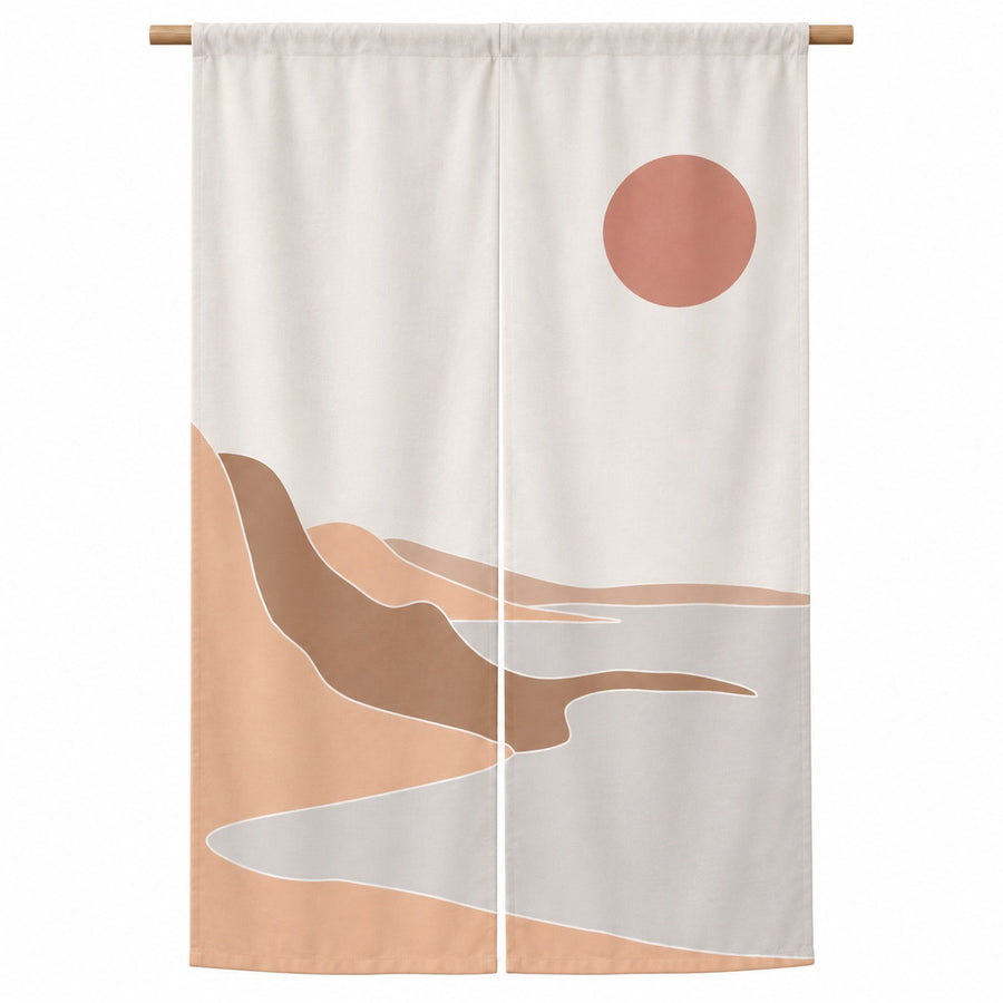 Feblilac Soft Red River door curtain hanging in a Japanese style hallway