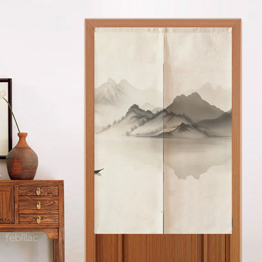 Feblilac Boat Landscape Door Curtain