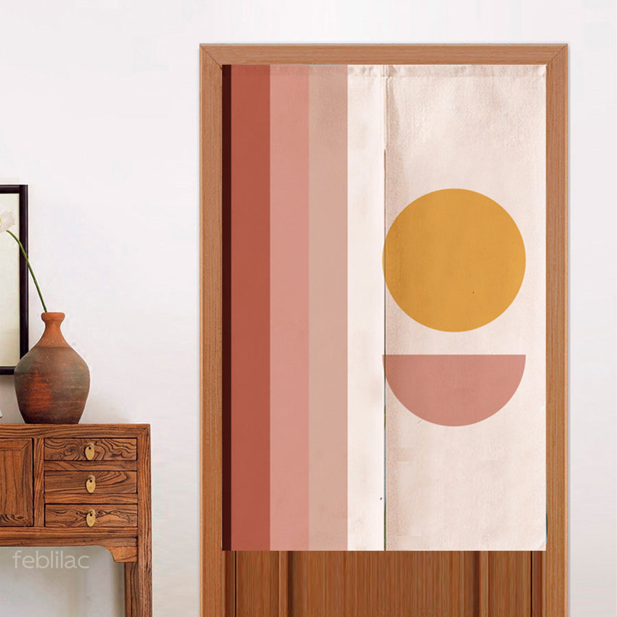 Feblilac Pink Sun Stripes Door Curtain