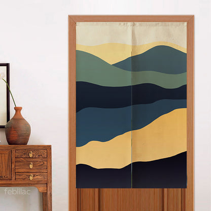 Feblilac Navy Blue Mountains Door Curtain