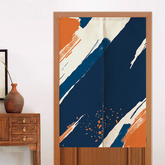 Feblilac Paint Blue Orange Door Curtain