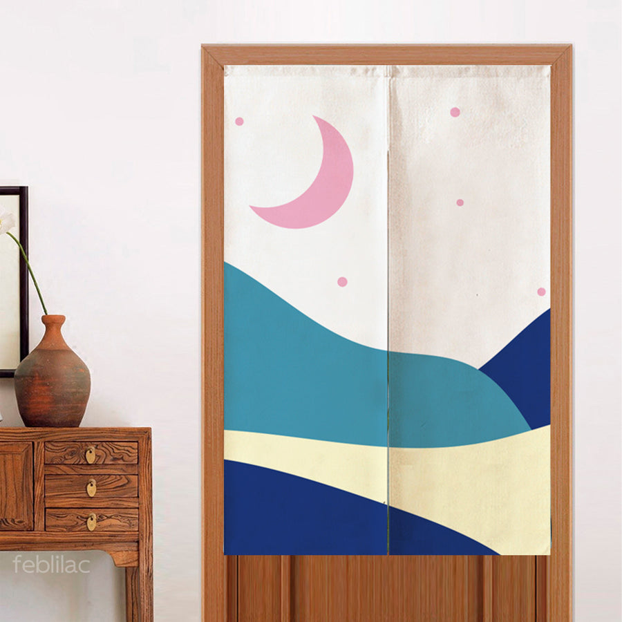 Feblilac Blue Pink Night Starry Sky Door Curtain