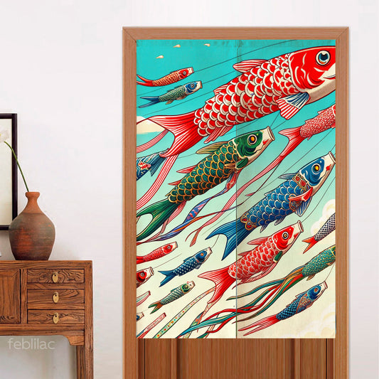 Feblilac Flying Koi Complex Version Door Curtain