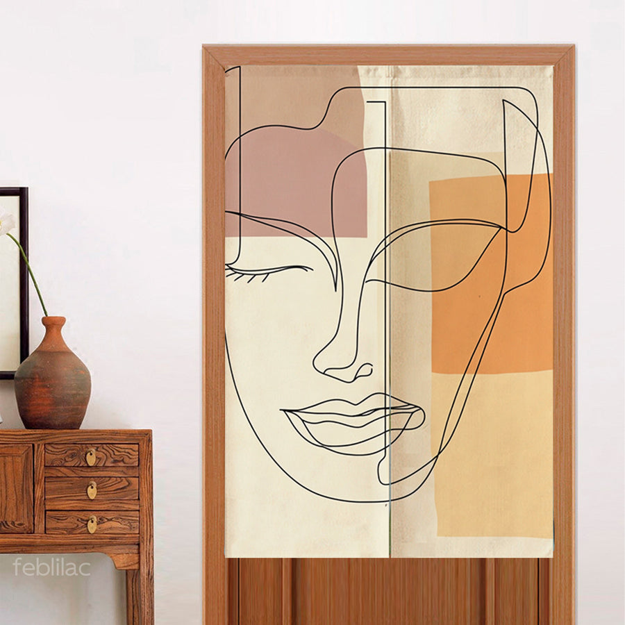 Feblilac Woman Lines Door Curtain