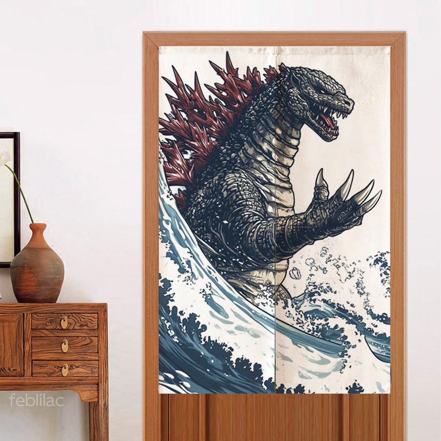 Feblilac Japanese Wave Monster Door Curtain