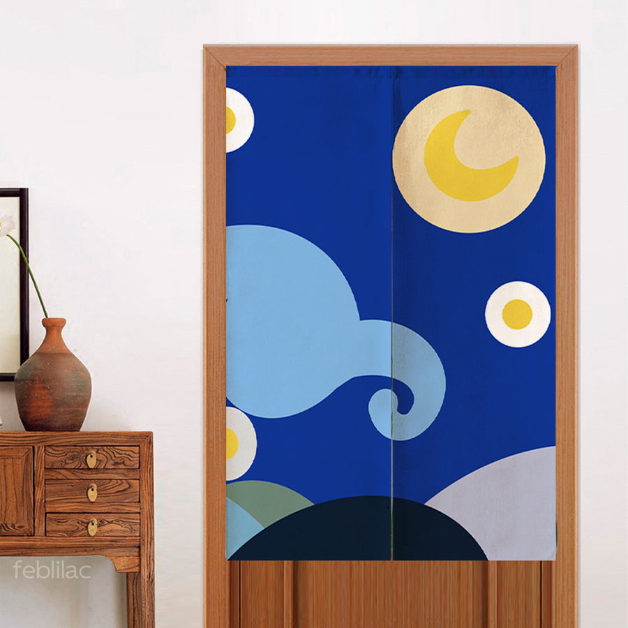 Feblilac Simple Strokes of Starry Sky Door Curtain