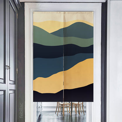 Feblilac Navy Blue Mountains Door Curtain