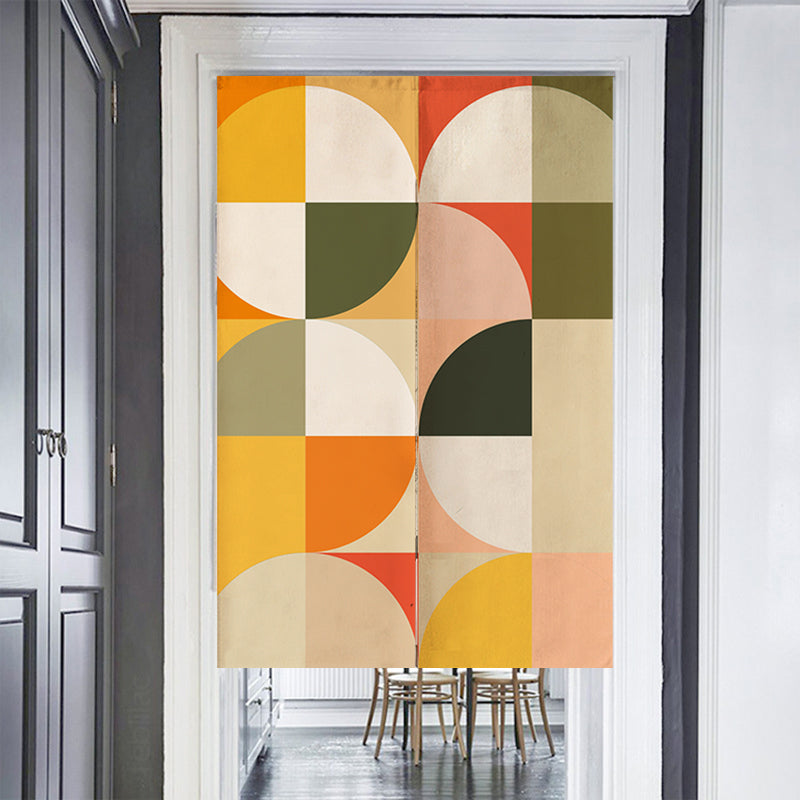 Feblilac Red Green Orange Circles Door Curtain