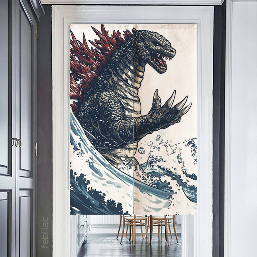 Feblilac Japanese Wave Monster Door Curtain - view 2
