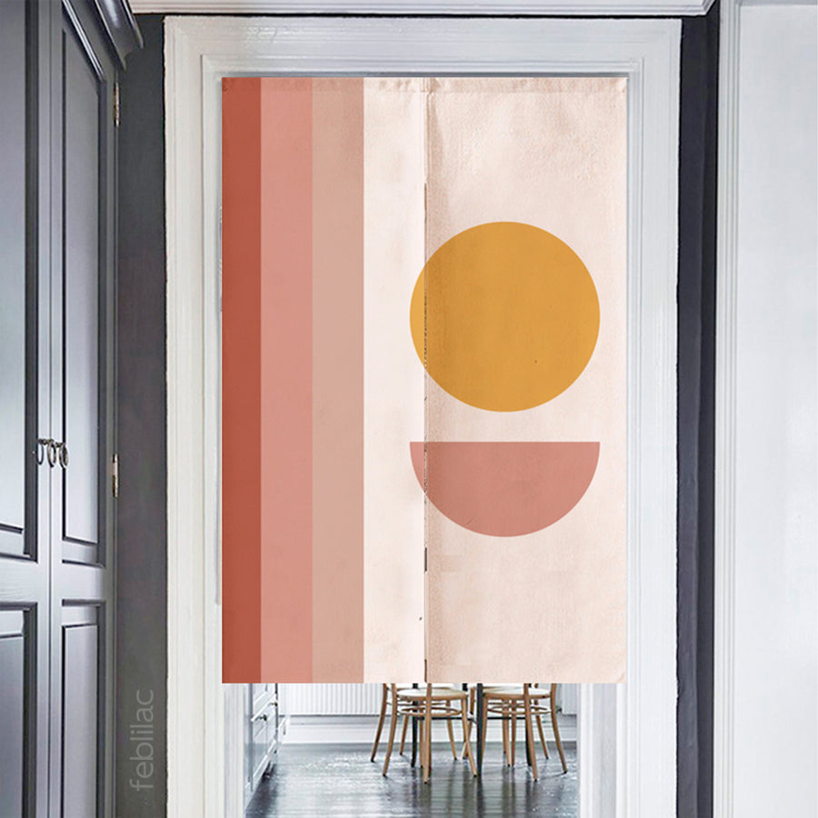 Feblilac Pink Sun Stripes Door Curtain - view 3