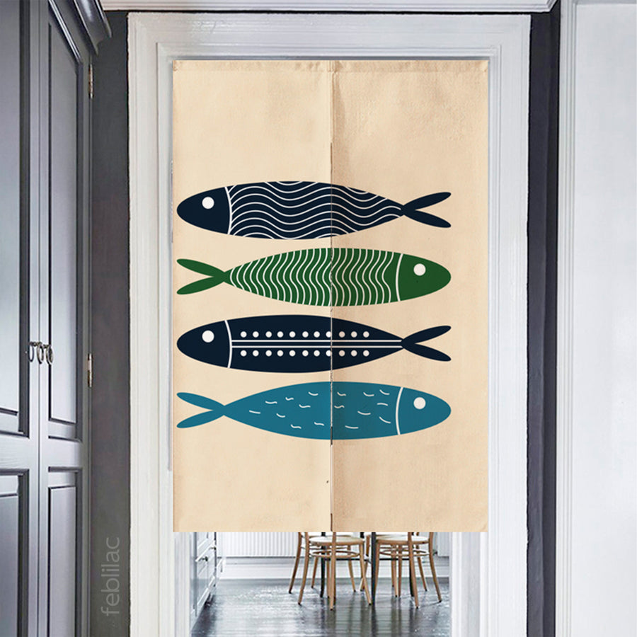 Feblilac Blue Simple Fish Door Curtain - view 2
