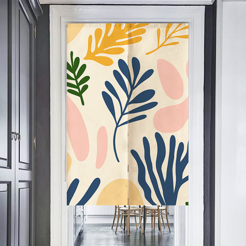 Feblilac Colorful Modern Leaf Color Blocks Door Curtain - view 2