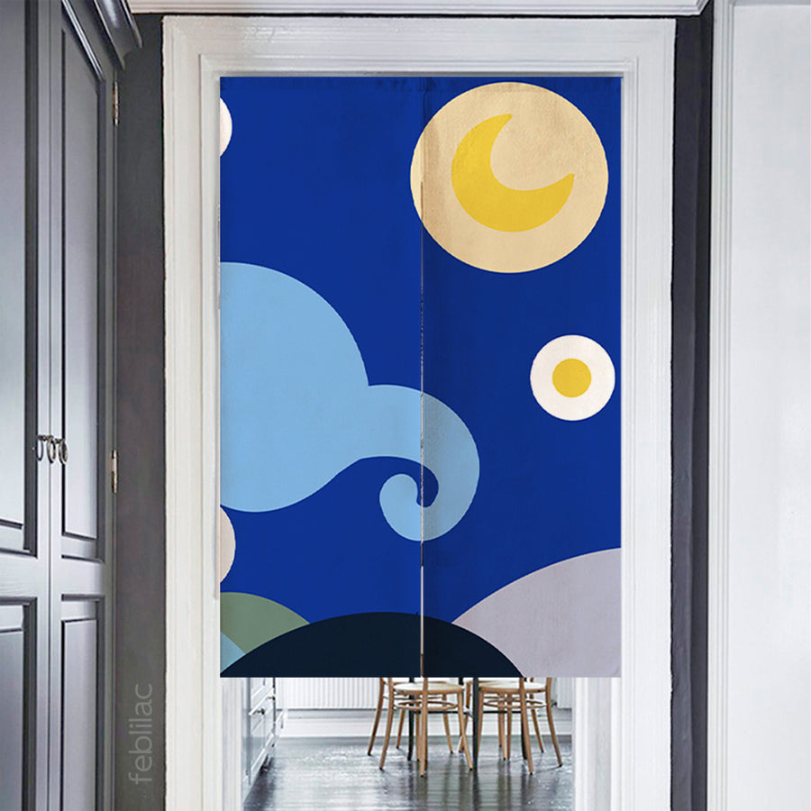 Feblilac Simple Strokes of Starry Sky Door Curtain - view 3