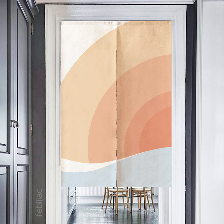 Feblilac Pink Gradient Sun Rising Door Curtain - view 2