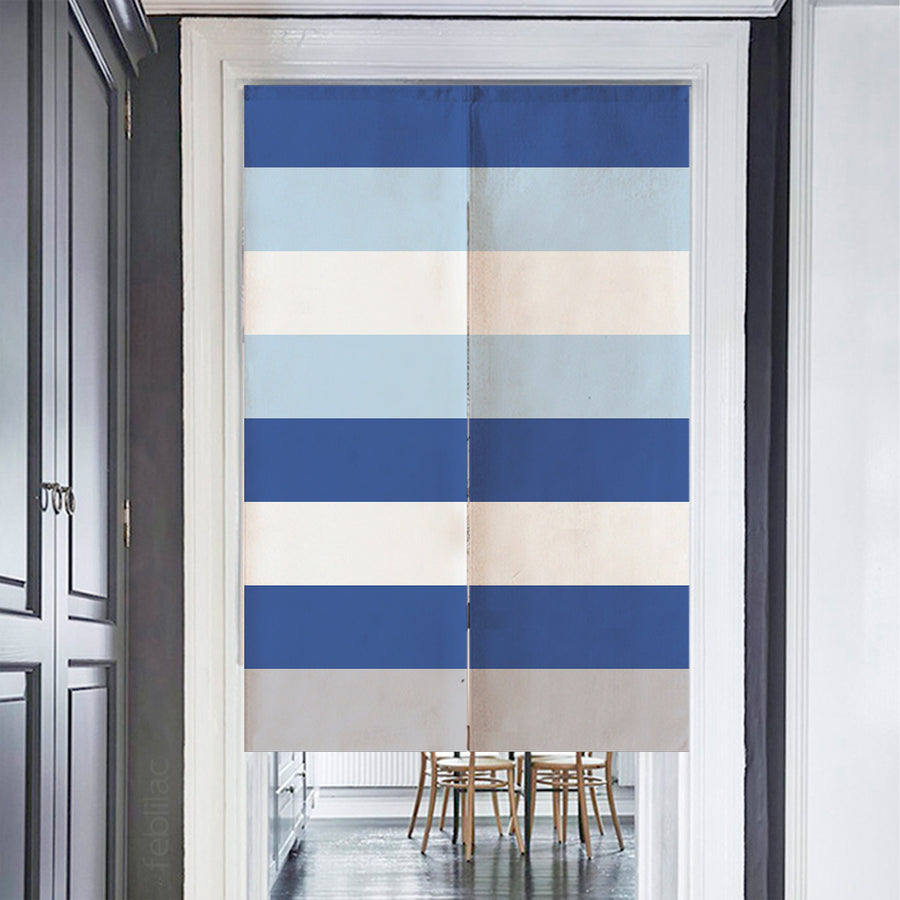 Feblilac Blue and White Stripes Door Curtain - view 2