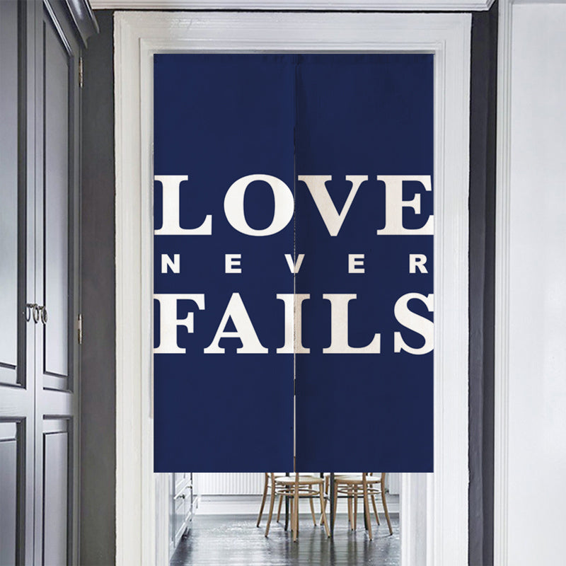 Feblilac Blue Background Love Never Falls Door Curtain