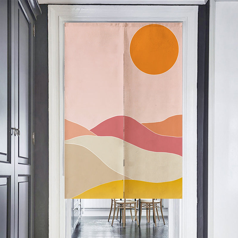 Feblilac Pink Mountain Sunrise Door Curtain