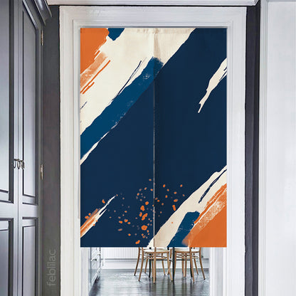 Feblilac Paint Blue Orange Door Curtain