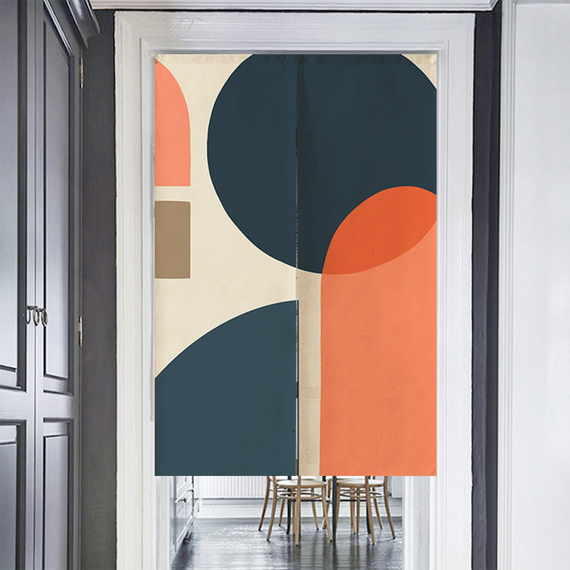 Feblilac Circular Semicircle Abstract Color Block Door Curtain - view 2