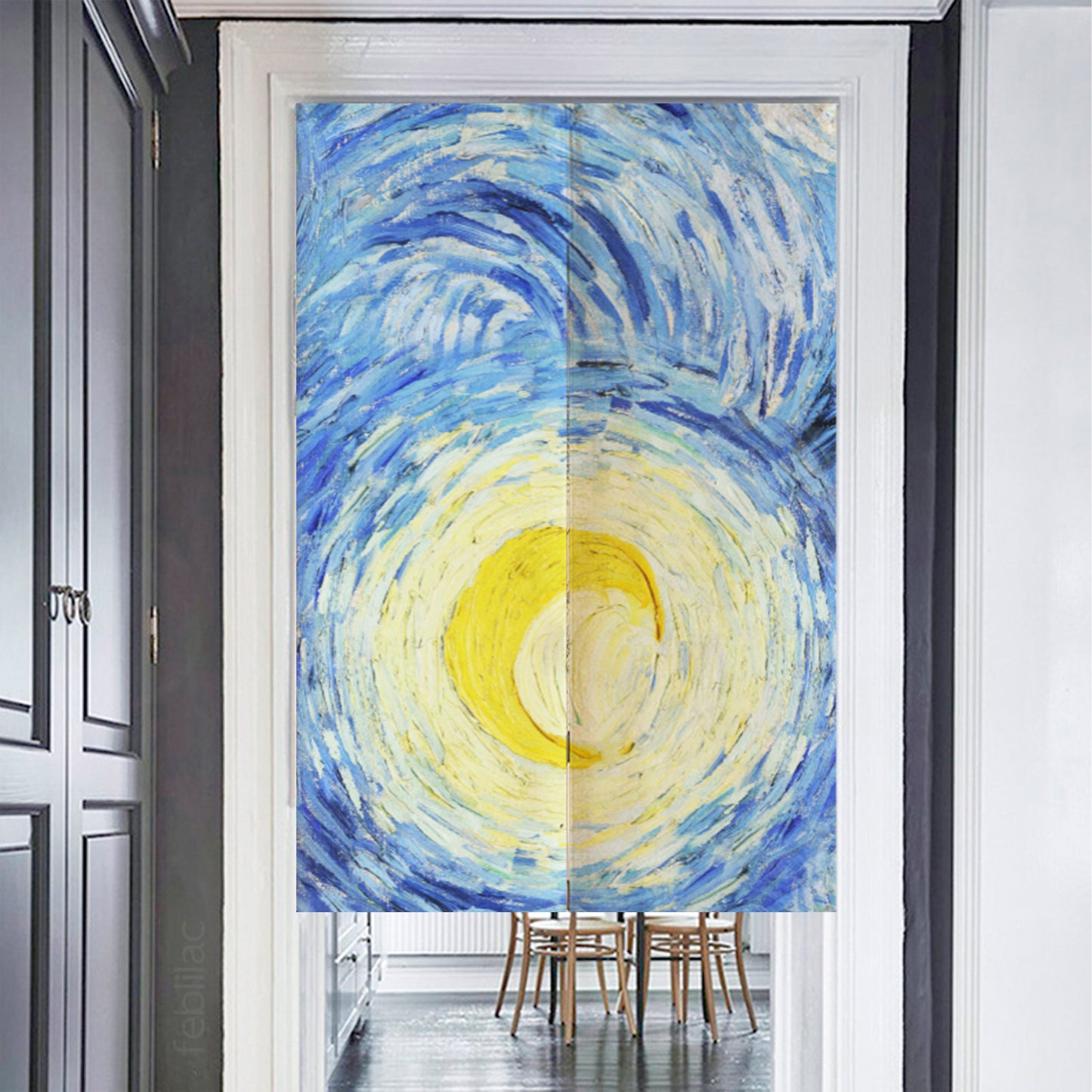 Feblilac Van Gogh Irregular Starry Sky Door Curtain