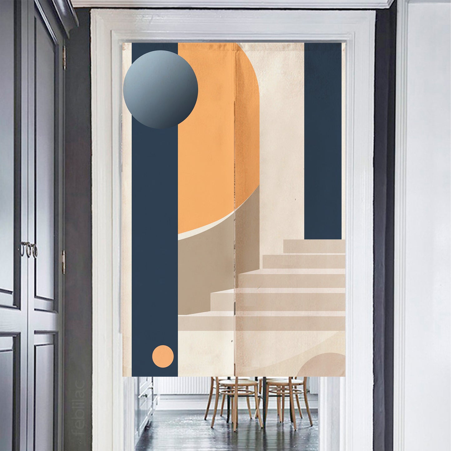 Feblilac Modern Simple Staircase Door Curtain