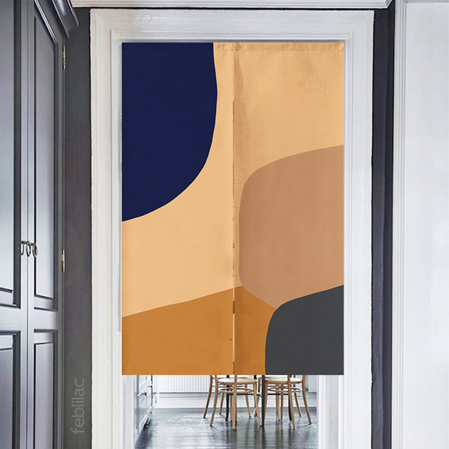 Feblilac Four Color Blocks Modern Abstract Door Curtain - view 3