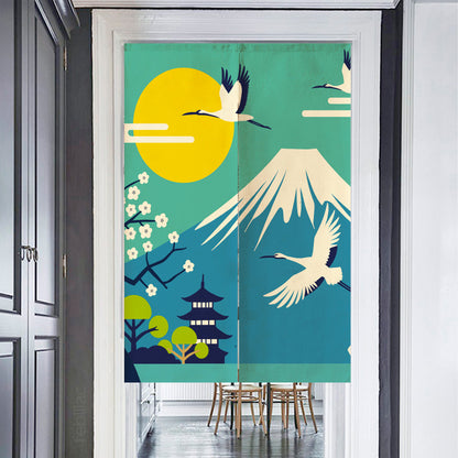 Feblilac Mount Fuji Crane Door Curtain