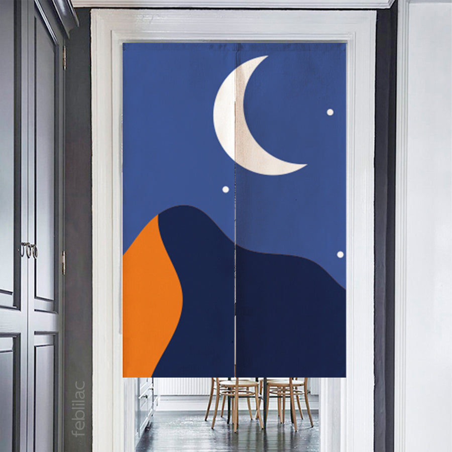 Feblilac Stars Moon and Mountains Door Curtain - view 2